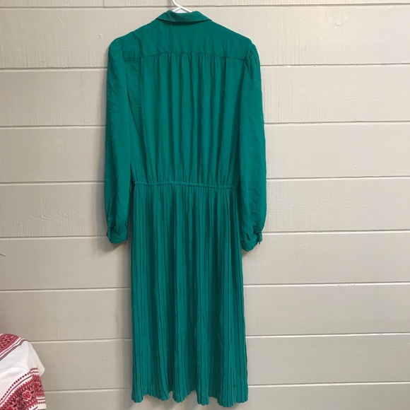 🎂 VINTAGE Ann Hobbs for Connections Teal Dress L - Picture 6 of 8